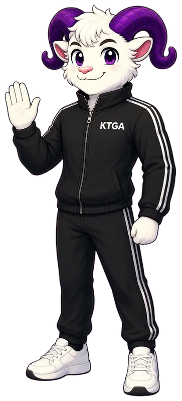 KTGA ram mascot smiling and raising a high five